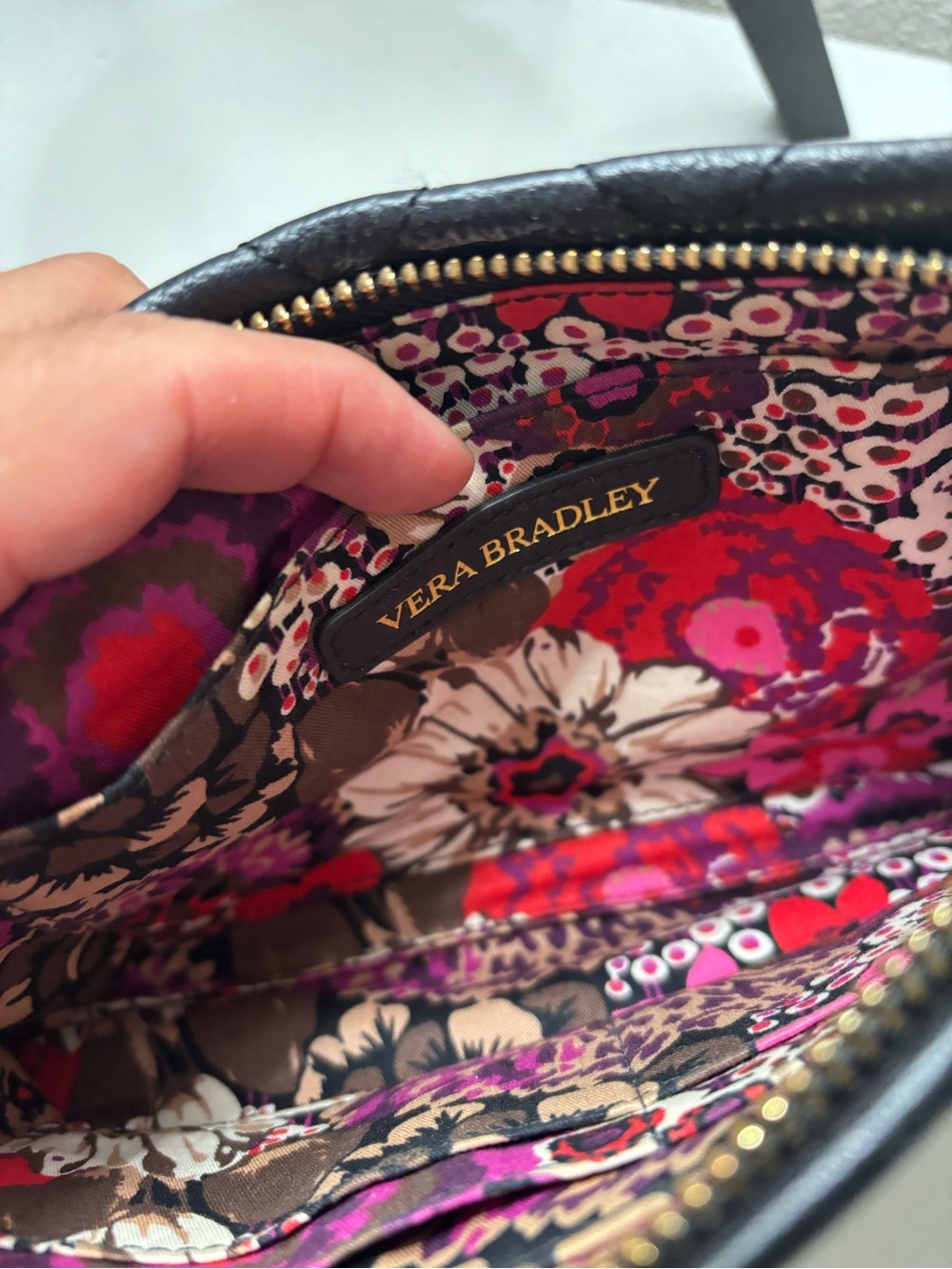 Vera Bradley Black Quilted Wristlet with Gold Hardware - Picture 4 of 4